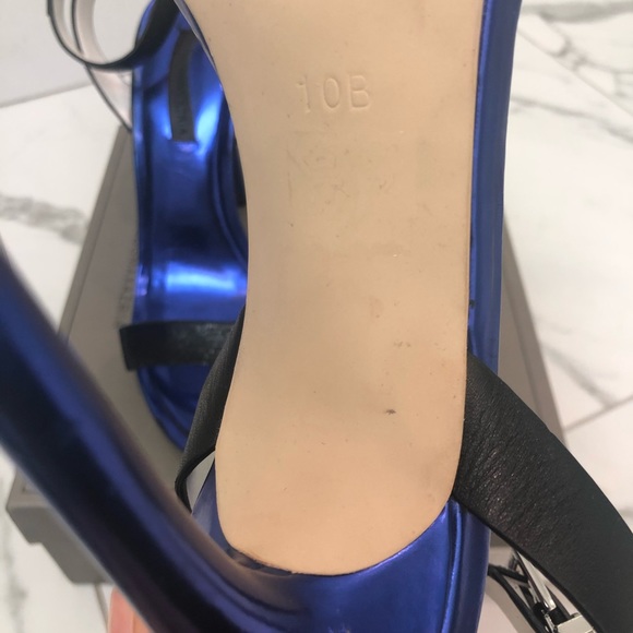BCBG Metallic Blue and Black Leather Heels - Picture 3 of 4
